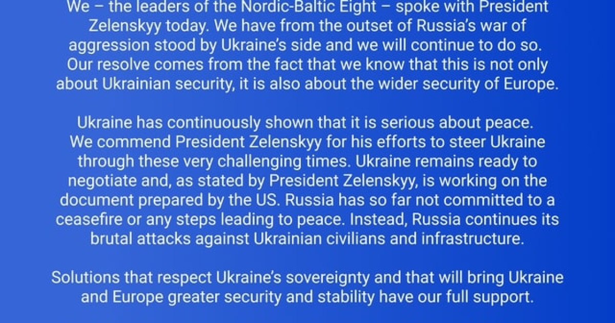 Joint Statement by the Leaders of the Nordic-Baltic Eight | Eesti ...